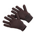 Brown Jersey Glove with Reversible Pattern and Knit Wrist Brown Jersey Glove